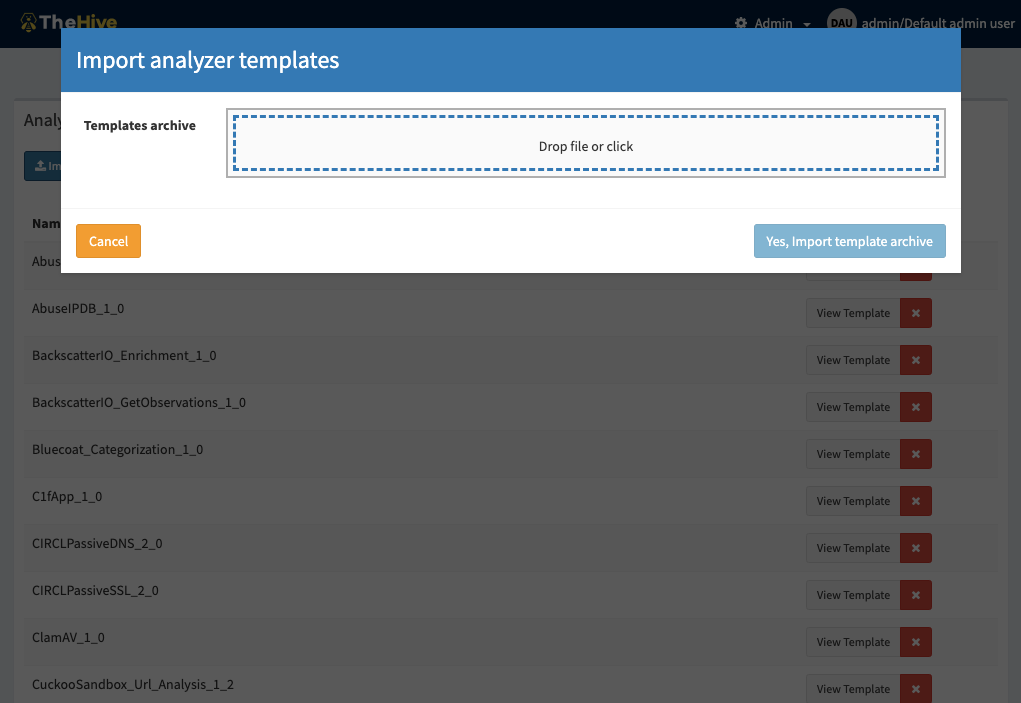 Import analyzer templates