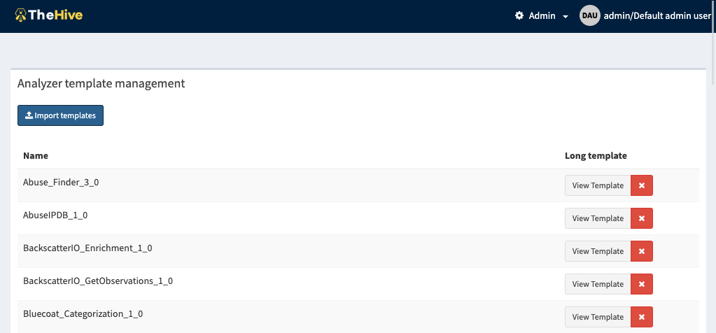 List analyzer templates