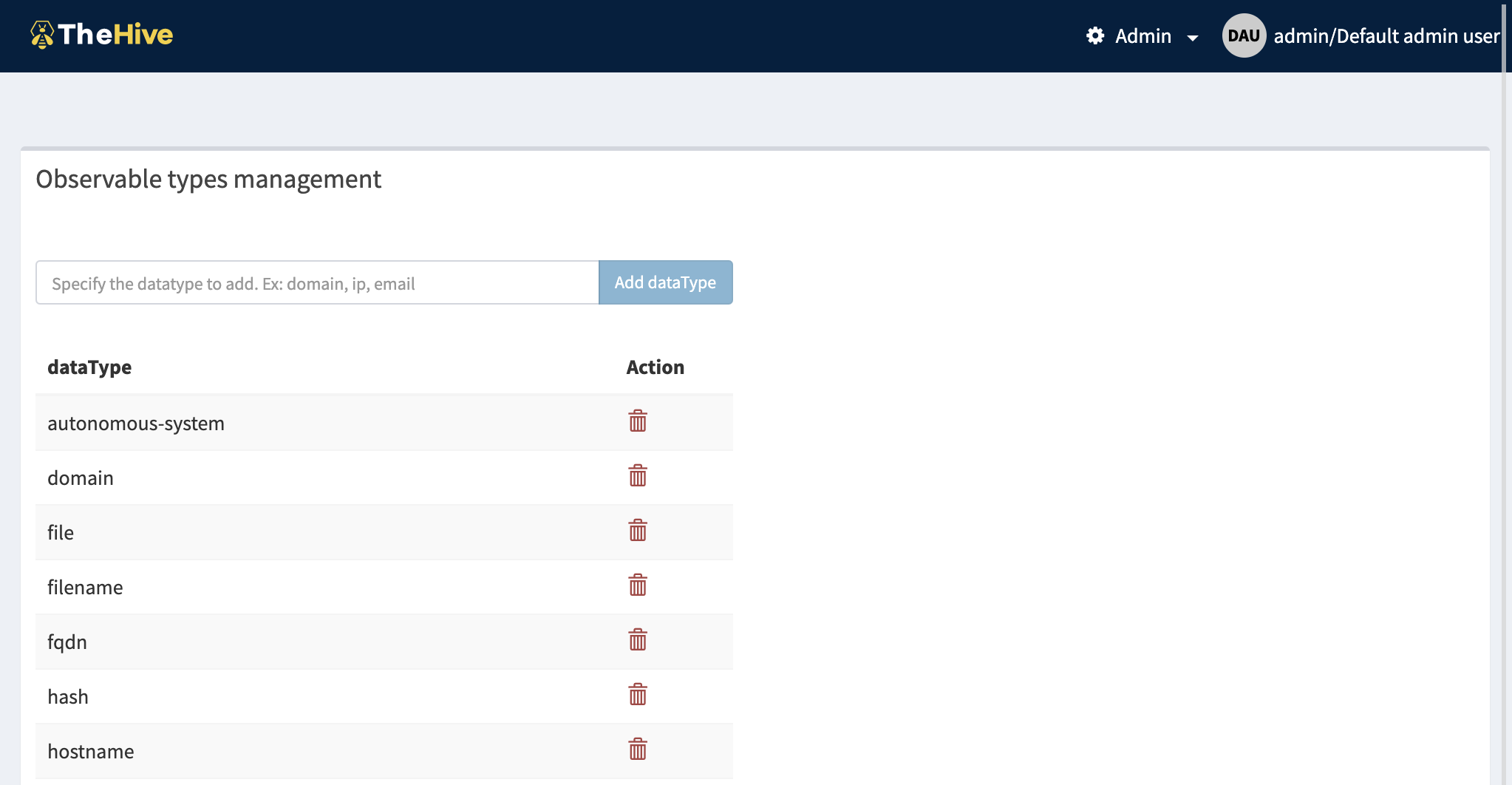 Observable types admin
