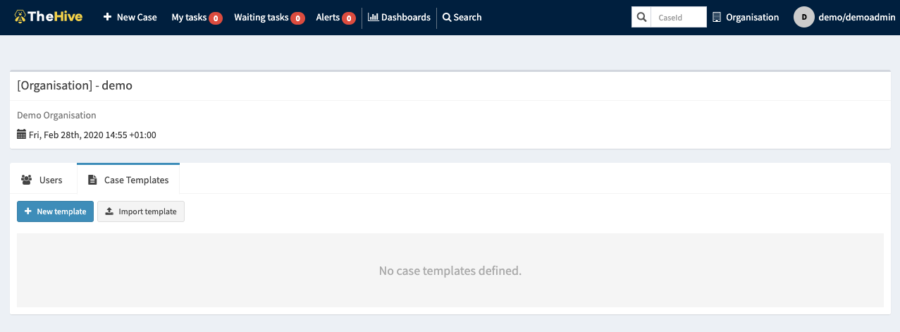 Organisation configuration