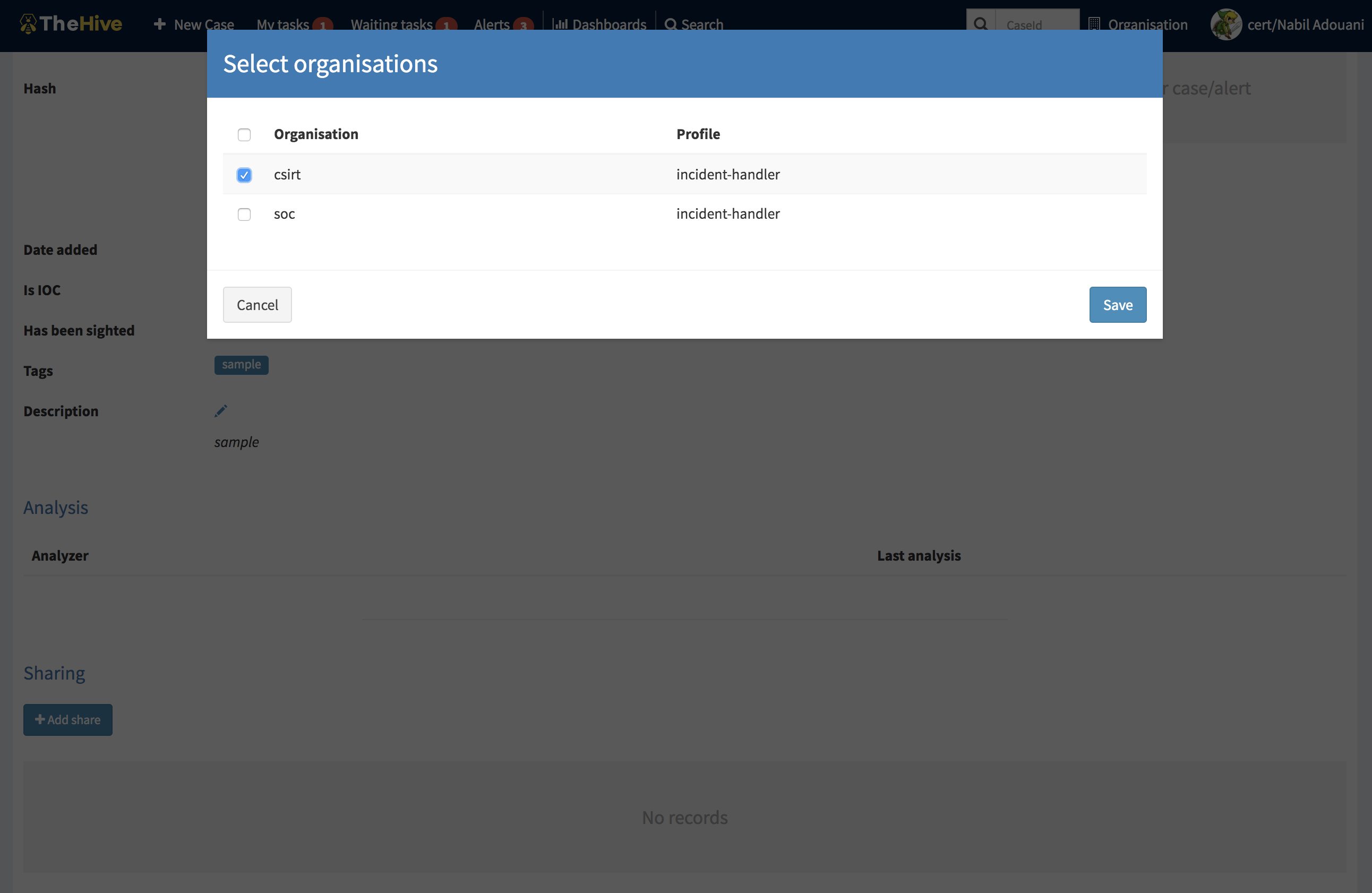 Case observable sharing